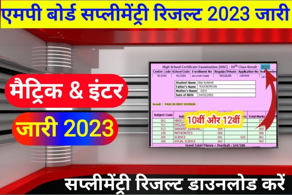 MP Board 10th 12th Supplementary Result 2023 Check Here