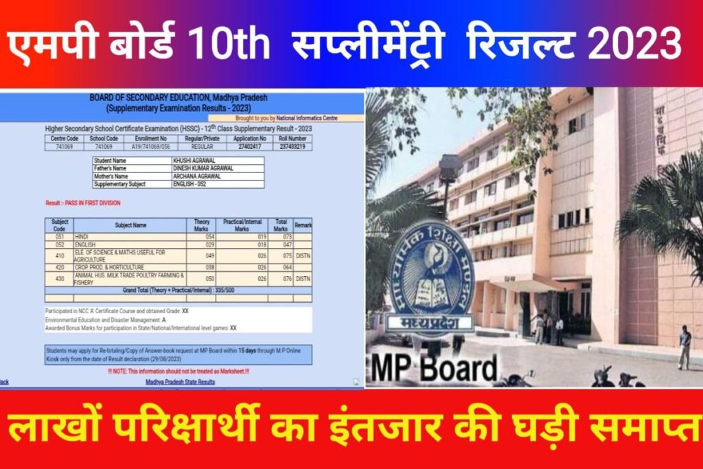 MP Board 10th Supplementary Result 2023 Check Karo