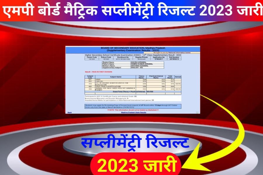 MP Board 10th Supplementary Result 2023 Download Link Active