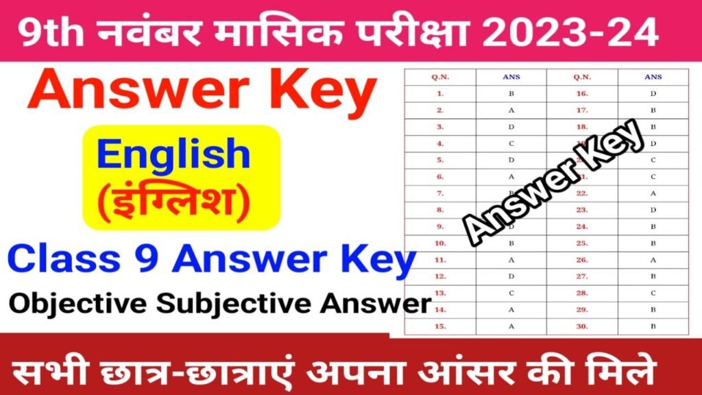Class 9th November Exam 2023-24 English Answer Key
