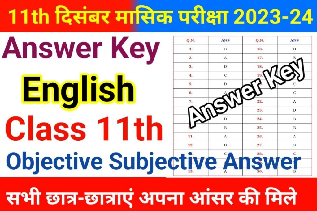Class 11th December Monthly Exam 2023-24 English Answer Key
