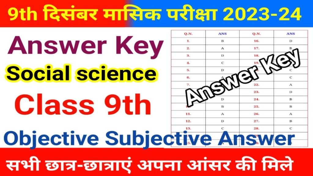Class 9th Social Science December Monthly Exam 2023-24 Answer Key
