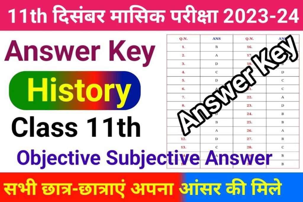 Class 11th December Monthly Exam 2023-24 History Answer Key