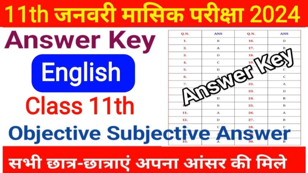 11th January Monthly Exam 2024 English Answer Key