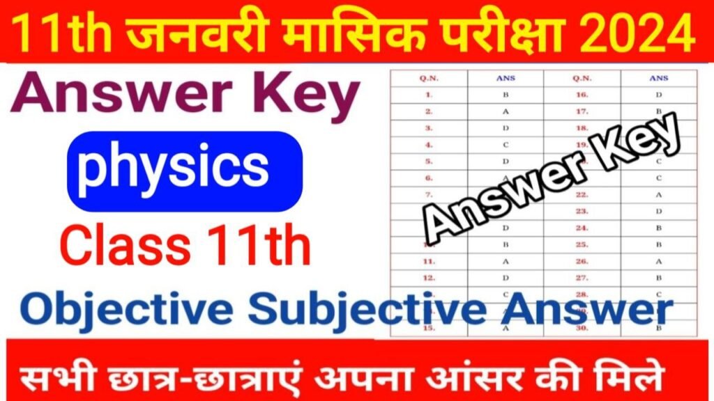 9th January Monthly Exam 2024 Science Answer key