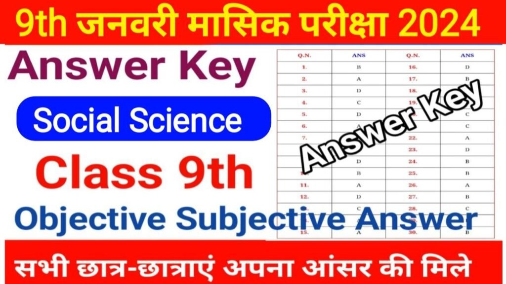 9th January Monthly Exam 2024 Social Science Answer Key