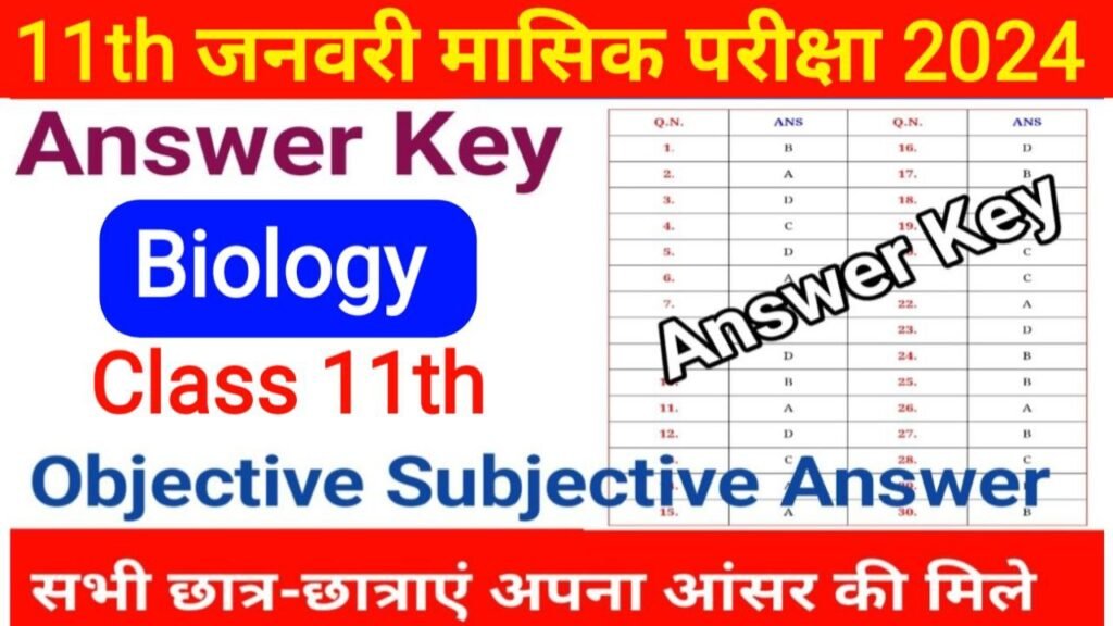 11th January Monthly Exam 2024 Biology Answer Key