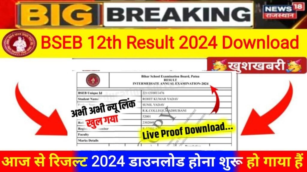 Bihar Board 12th Result 2024 Download Link Open