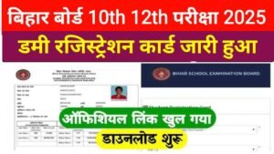 Bihar Board 10th 12th Dummy Registration Card 2025 Download