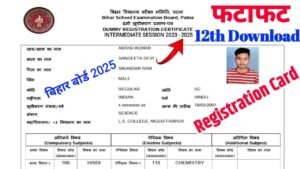 Bihar Board 12th Download Dummy Registration Card 2025