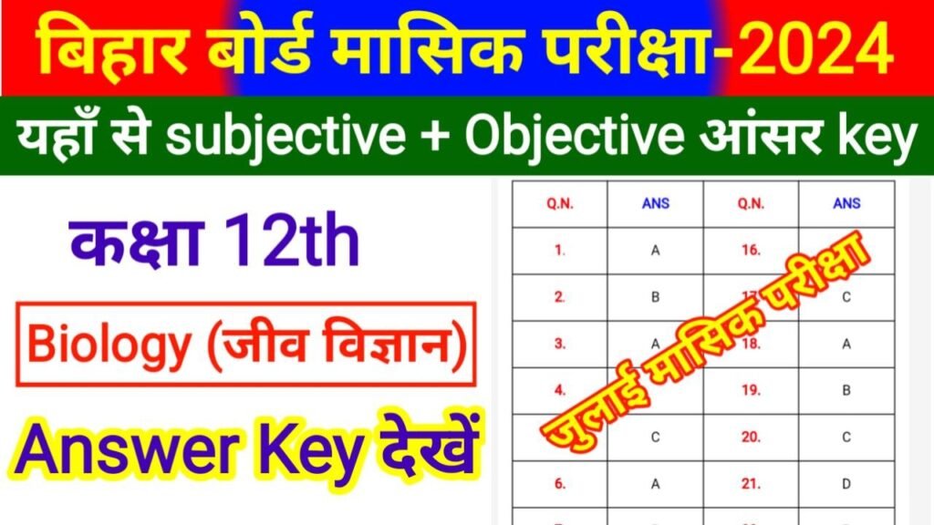 Class 12th July Monthly Exam 2024 Biology Answer Key